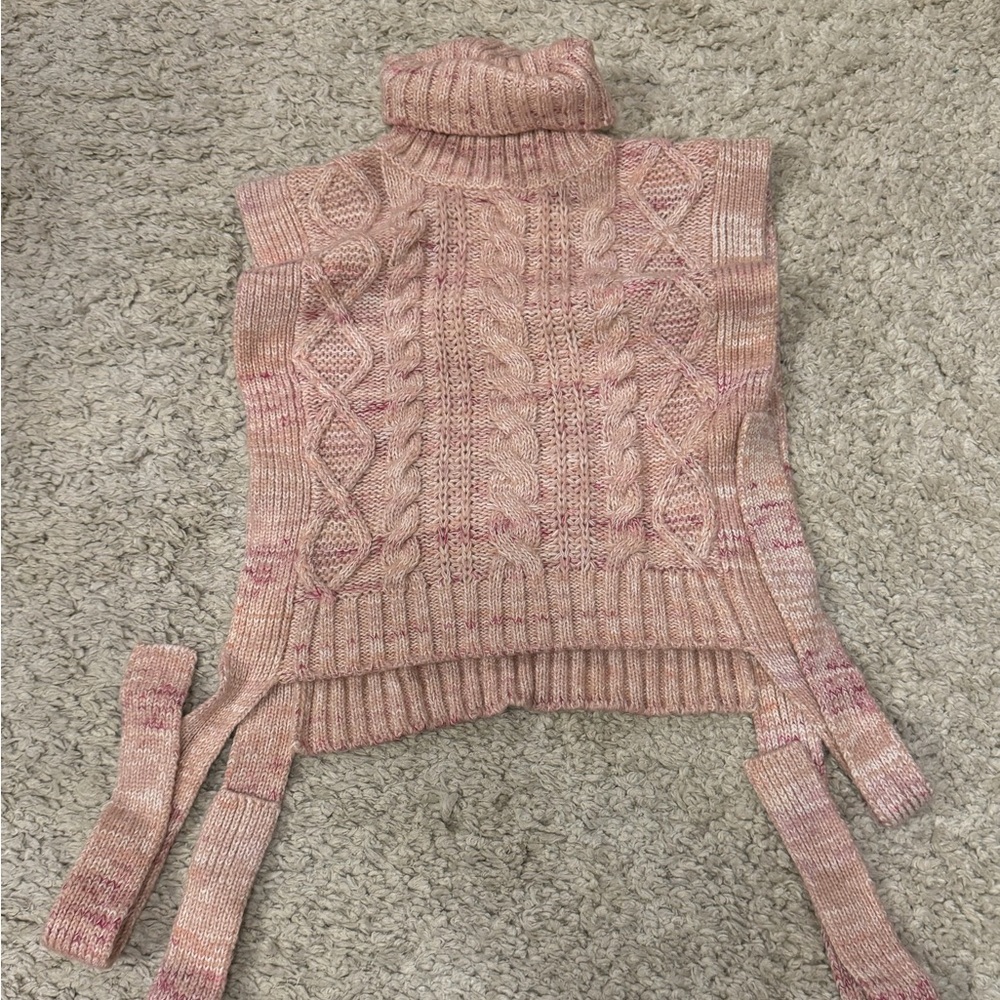 Women’s Pink Cable-Knit Turtleneck Sweater Vest. Super soft!!!